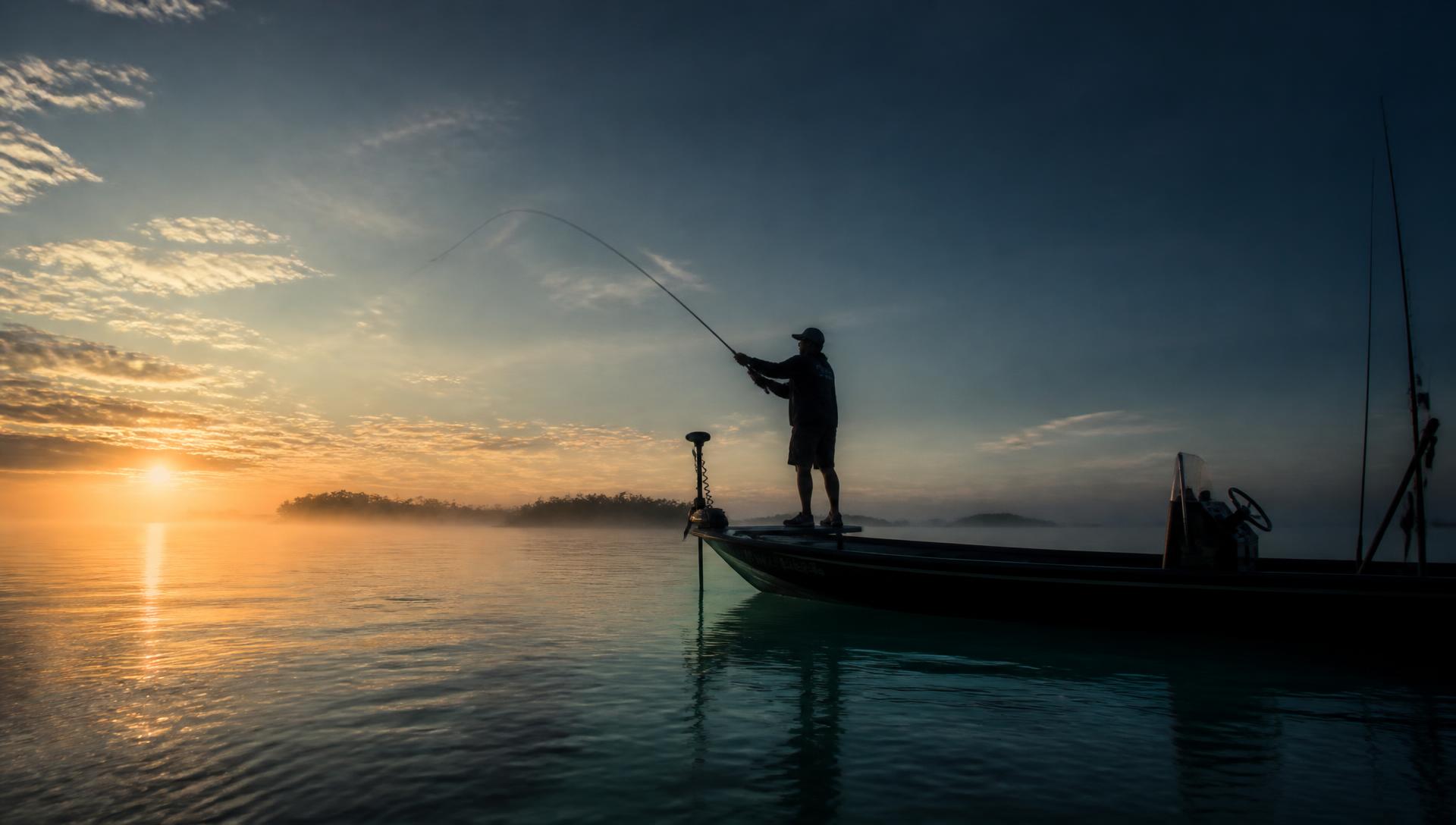 Center console fishing boat running at sunset in Florida