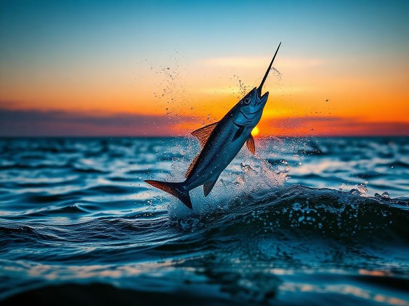 Tarpon leaping at sunrise